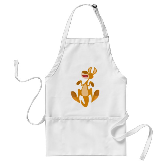 Cute Tecknad Jumping Kangaroo Cooking Apron Förkläde (Framsidan)