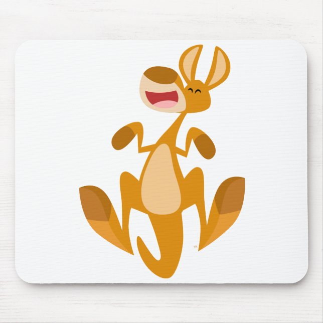 Cute Tecknad Jumping Kangaroo Mousepad Musmatta (Framsidan)