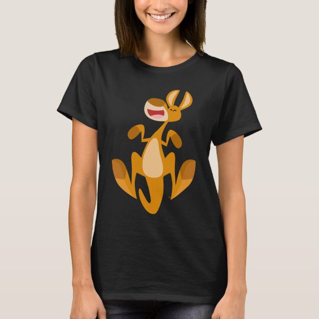 Cute Tecknad Jumping Kangaroo Women T-Shirt (Framsida)