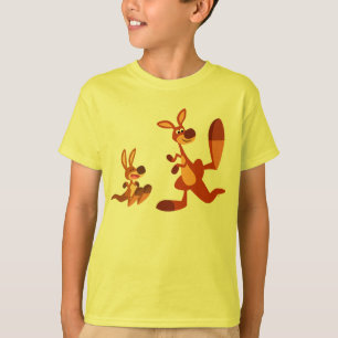 Cute Tecknad Kangaroo Pappa och Son Children T-Shi Tee Shirt