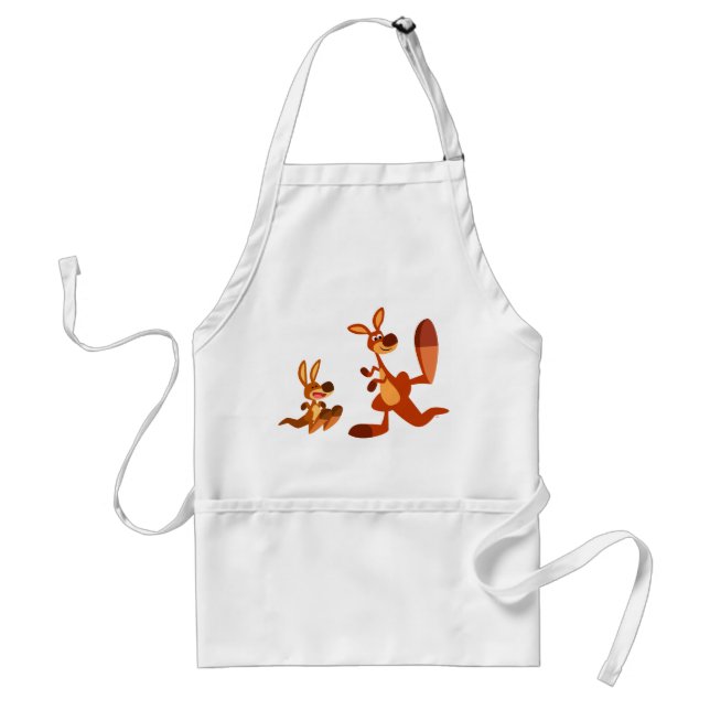 Cute Tecknad Kangaroo Pappa och Son Cooking Apron Förkläde (Framsidan)