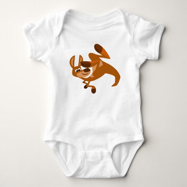 Cute Tecknad Kangaroos Somersault Baby T Shirt (Framsida)