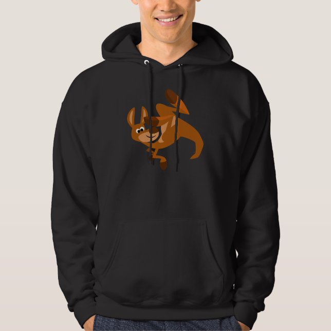 Cute Tecknad Kangaroos Somersault Hoodie (Framsida)