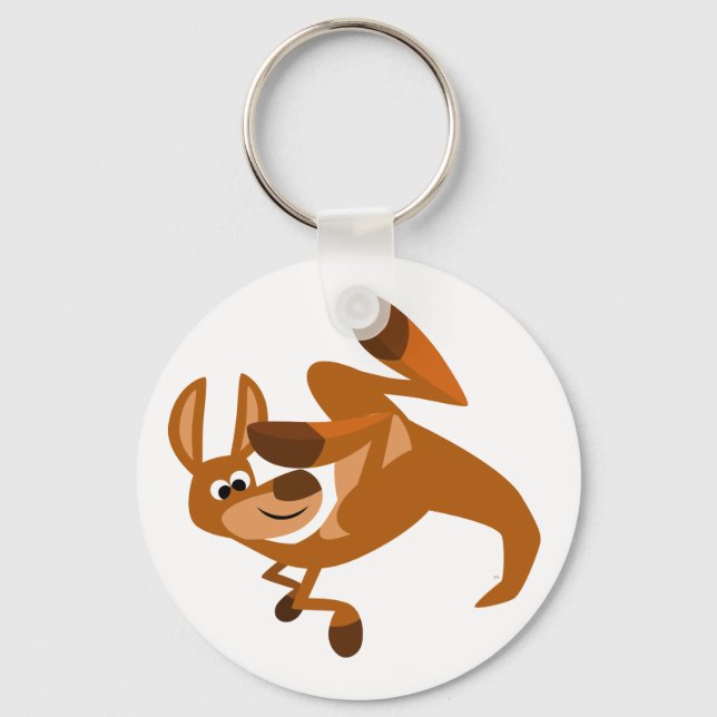Cute Tecknad Kangaroos Somersault Keychain Nyckelring (Framsida)