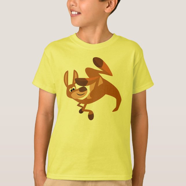 Cute Tecknad Kangaroos Somersault Kids T-Shirt (Framsida)