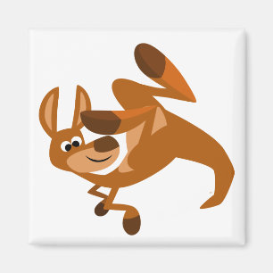 Cute Tecknad Kangaroos Somersault Magnet