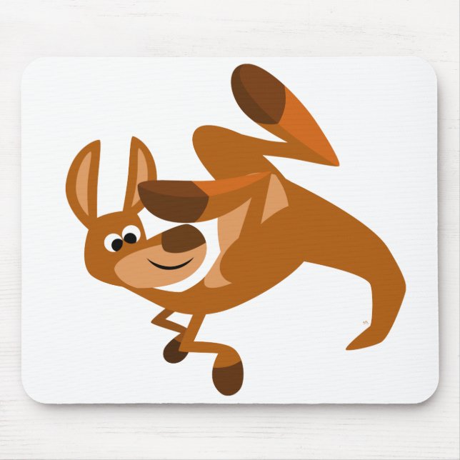 Cute Tecknad Kangaroos Somersault Mousepad Musmatta (Framsidan)