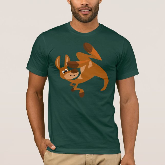 Cute Tecknad Kangaroos Somersault T-Shirt (Framsida)