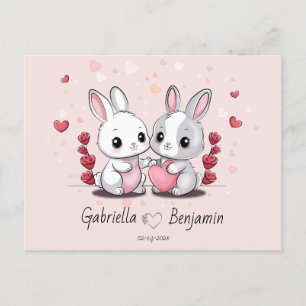 Cute Tecknad Kanin Älskare Heart Valentindagen Vykort