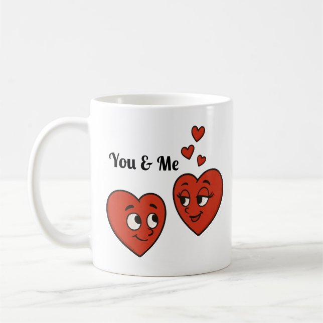 Cute Tecknad Kärlek Hearts Kaffemugg (Vänster)