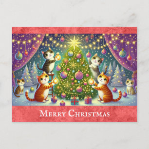 Cute Tecknad Katt God jul Vykort
