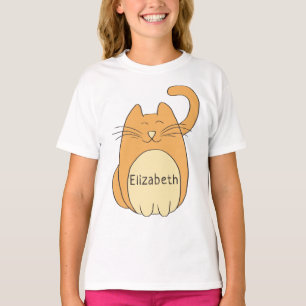 Cute Tecknad Katt lägga till Namn Beige T Shirt