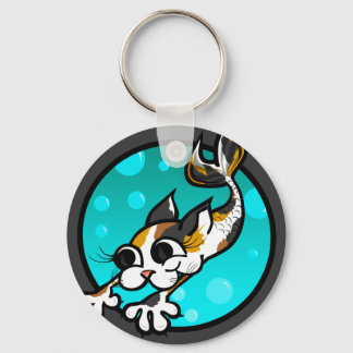 CUTE TECKNAD KATTUNGE SJÖJUNGFRU ROUND NYCKELRING