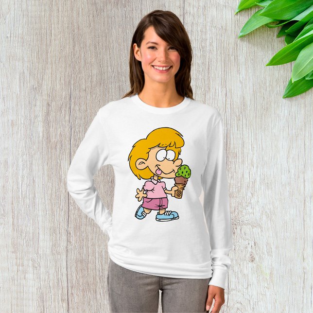 Cute Tecknad Kid Eating Ice Cream Cone T Shirt (Skapare uppladdad)