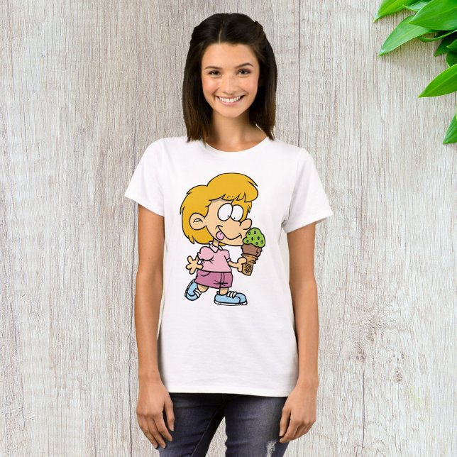 Cute Tecknad Kid Eating Ice Cream Cone T Shirt (Skapare uppladdad)