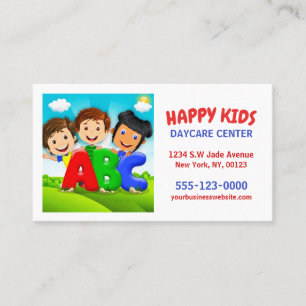 Cute Tecknad Kids Childcare Daycare Babywatch Visitkort
