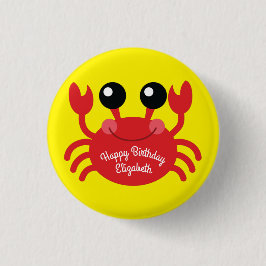 Cute Tecknad Kids i Crab Födelsedagsfest Cute Knapp