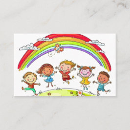 Cute Tecknad Kids Rainbow Daycare Chilcare Visitkort