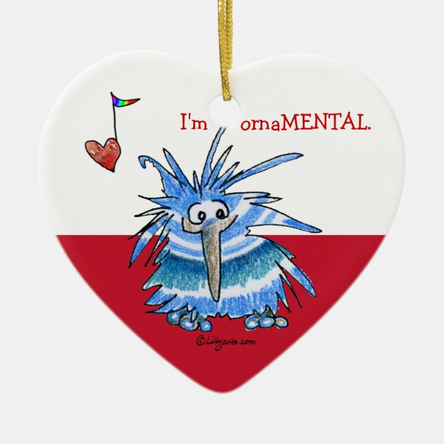 Cute Tecknad KIwi Heart Ornament (Framsidan)