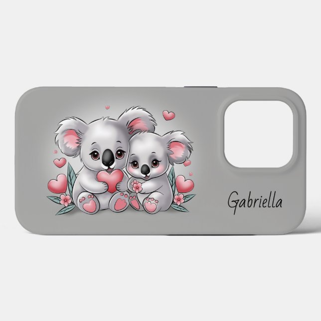 Cute Tecknad Koala Älskare Heart Valentindagen (Baksida (horisontell))