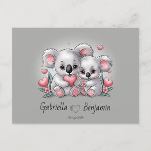 Cute Tecknad Koala Älskare Heart Valentindagen Vykort