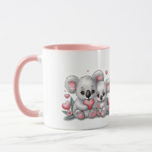 Cute Tecknad Koala Älskare Hjärtar Alla hjärtans d Mugg