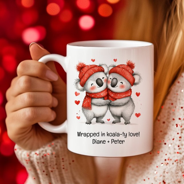 Cute tecknad Koalas Kärlek Hearts Valentine Coffee Kaffemugg (Cute cartoon Koalas Love Hearts Valentine Coffee Coffee Mug)