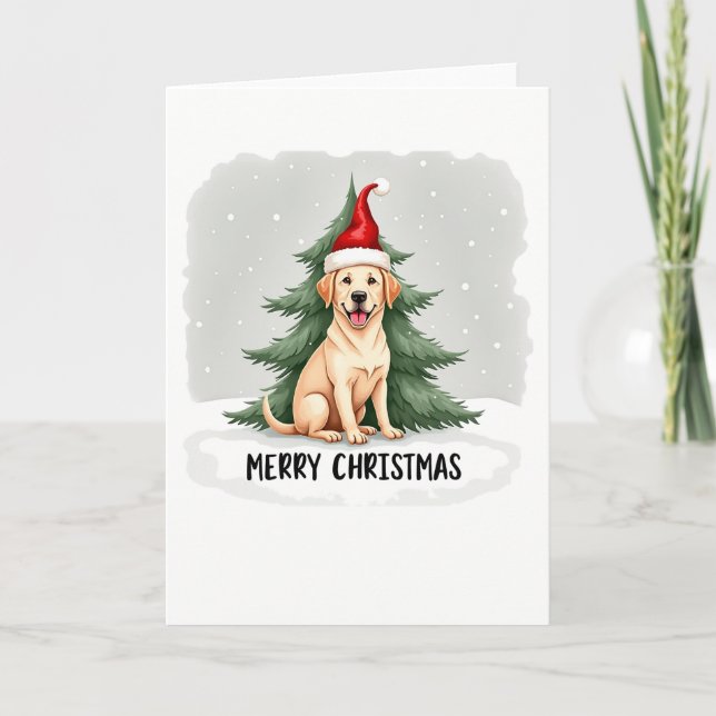 Cute Tecknad Labrador Retriever i Santa Hat Chris Kort (Framsida)