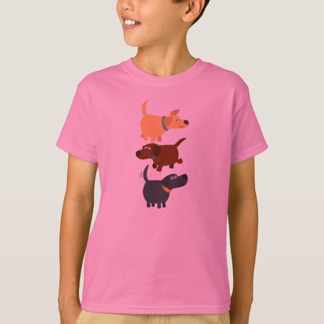 Cute Tecknad Labradors in 3 Flavors Kids T-Shirt (Framsida)
