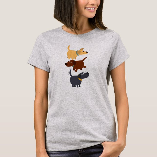 Cute Tecknad Labradors in 3 Flavors Women T-Shirt (Framsida)