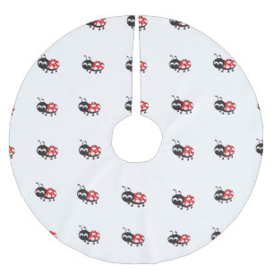 Cute Tecknad Ladybug Julgransmatta Borstad Polyester