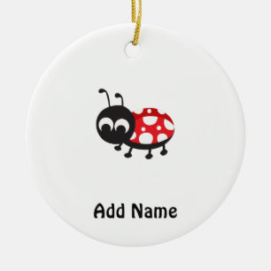 Cute Tecknad Ladybug Julgransprydnad Keramik