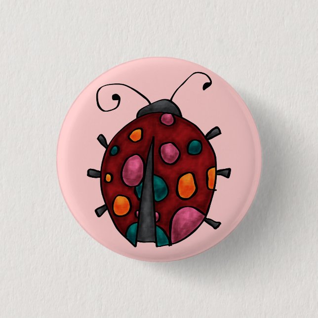 Cute Tecknad Ladybug Knapp (Framsida)