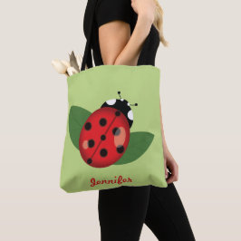 Cute Tecknad Ladybug med anpassningsbar Namn Tygkasse