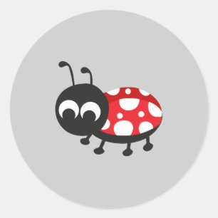 Cute Tecknad Ladybug Runt Klistermärke