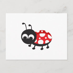 Cute Tecknad Ladybug Vykort