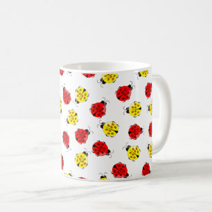 Cute Tecknad Ladybugs i rött och Gult Kaffemugg