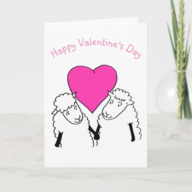 Cute Tecknad Lambs Valentine Kort (Framsida)