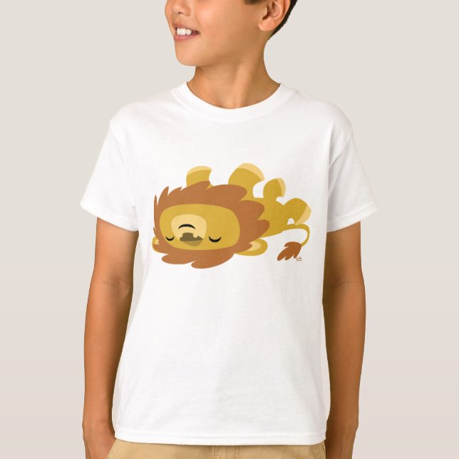 Cute Tecknad Lazy Lejon Children T-Shirt (Framsida)
