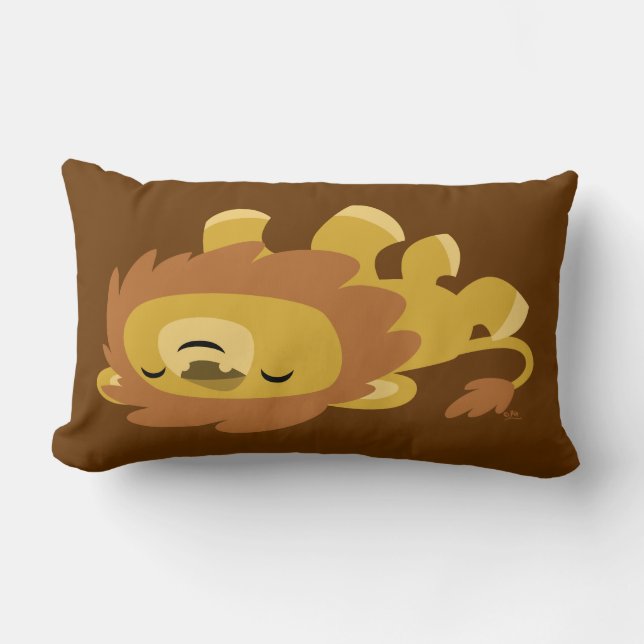 Cute Tecknad Lazy Lejon Pillow Lumbarkudde (Framsida)