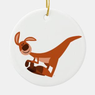 Cute Tecknad Leaping Kangaroo Julgransprydnad Keramik