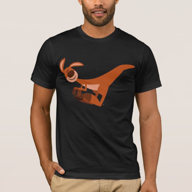 Cute Tecknad Leaping Kangaroo T-Shirt (Framsida)