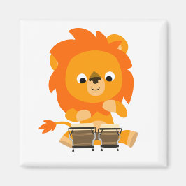 Cute Tecknad Lejon Betalande Bongos Magnet