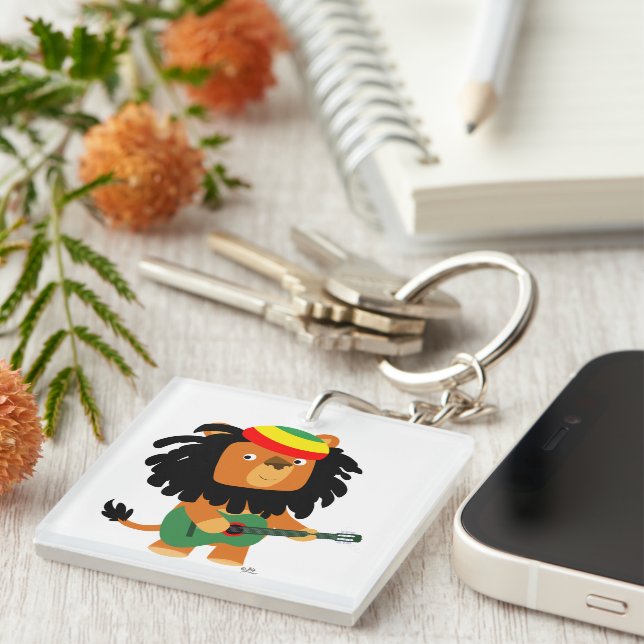 Cute Tecknad Lejon för Zion Acrylic Keychain (Högra Framsidan)
