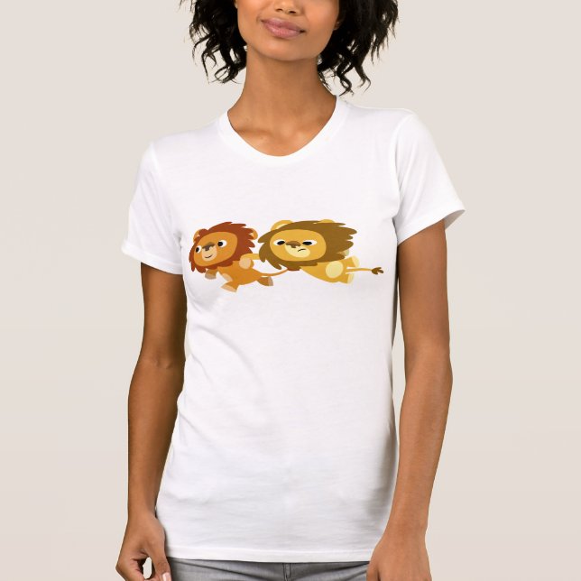 Cute Tecknad Lejon i en snabb Kvinnor T-Shirt (Framsida)