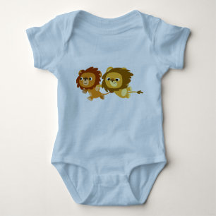 Cute Tecknad Lejon i ett snabbt Baby Clothing Tee