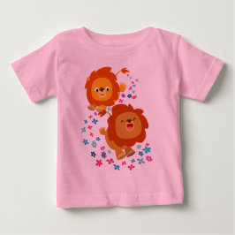 Cute Tecknad Lejon i Garden Baby T-Shirt