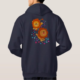 Cute Tecknad Lejon i Garden Hoodie (bak)