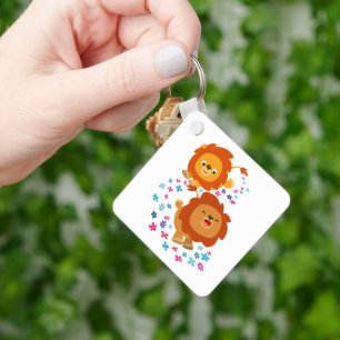 Cute Tecknad Lejon i Garden Keychain Nyckelring