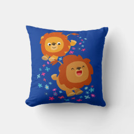 Cute Tecknad Lejon i Garden Pillow Kudde